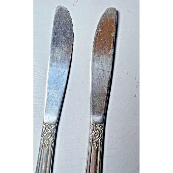 Lustreware Stainless Steel Flatware Vintage Rose Pattern Lg Fork 2 Butter Cutter - Picture 10 of 15